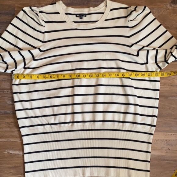 Who What Wear Striped Poetic Puff Sleeve Crewneck Pullover Sweater - Picture 12 of 12